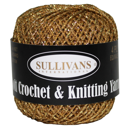 36223 Sullivans Crochet & Knitting Yarn 50 Gm Metallic Gold