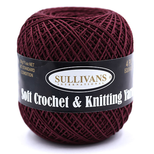 36337 Sullivans Crochet & Knitting Yarn 50gm Burgundy