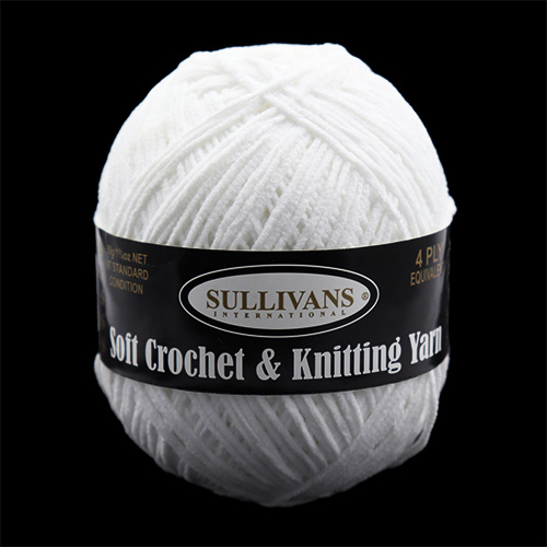36349 Sullivans Crochet & Knitting Chenille Yarn 50gm White