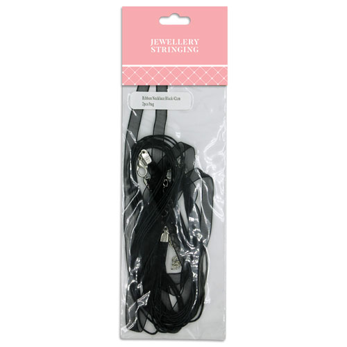 36795 Ribbon Necklace 42cm Black