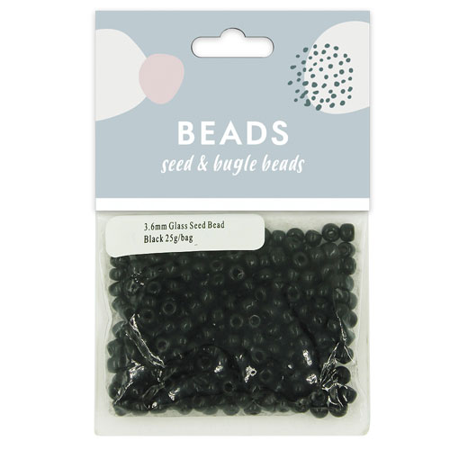 36950 Glass Seed Beads 3.6mm Black