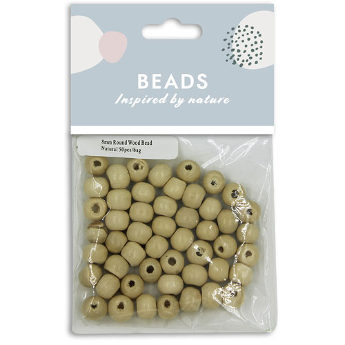 36965 Round Wood Bead 8mm Natural
