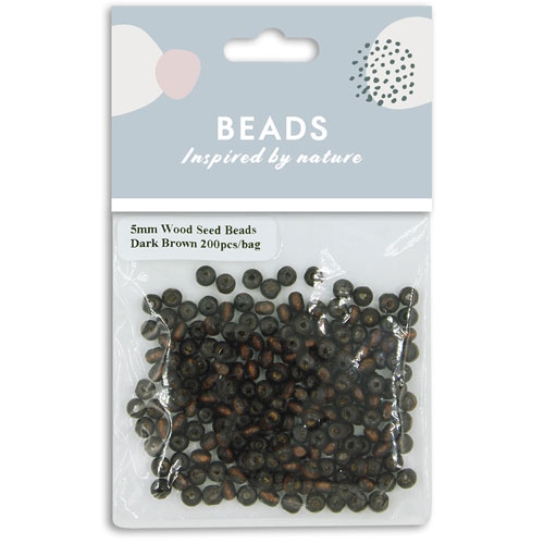 36977 Wood Seed Beads 5mm Dark Brown