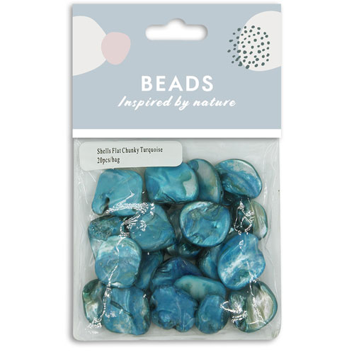 36978 Shells Flat Chunky 17mm Turquoise