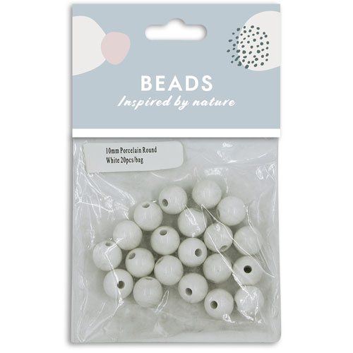 36980 Porcelain Round Beads 10mm White