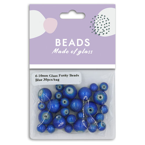 36986 Glass Beads 6mm- 10mm Blue