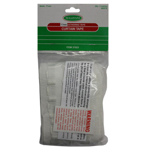 37023 Tape 77mm Curtain White H/s 3 Mtr
