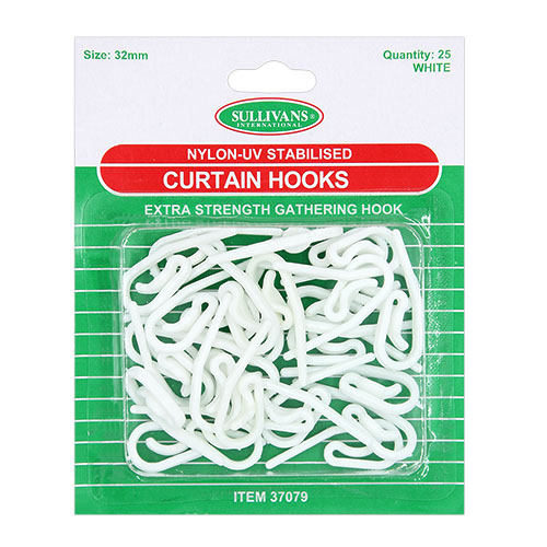 37079 Sullivans 32mm Nylon Gathering Curtain Hooks - 25pcs