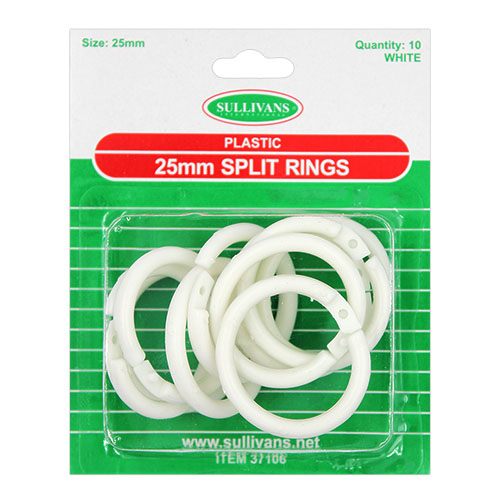 37106 Sullivans 25mm Split Ring - White 10 Pcs