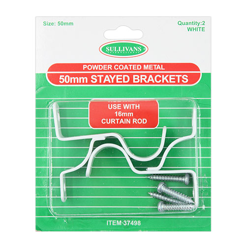 37498 Sullivans 50mm Stay Bracket - White - 2pcs