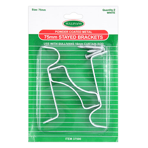 37500 Sullivans 75mm Stay Bracket - White - 2pcs