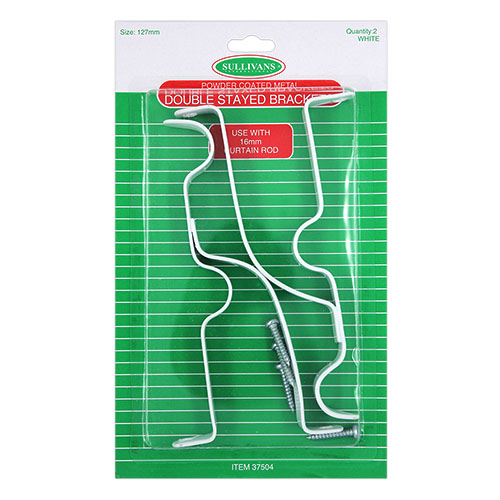 37504 Sullivans 127mm Double Stay Bracket - White - 2pcs