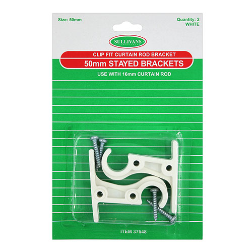 37548 Sullivans 50mm Clip Fit Bracket - White - 2pcs