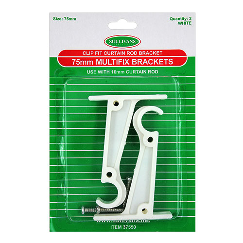 37550 Sullivans 75mm Clip Fit Bracket - White - 2pcs