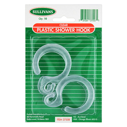 37558 Sullivans 35mm Plastic Shower Hooks - 10pcs