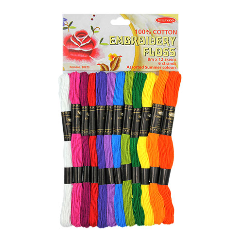 38223 Sullivans Cotton Embroidery Floss Pack - 12pc - Summer 