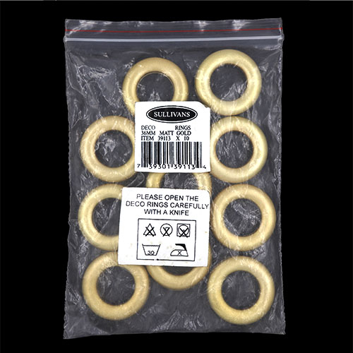 39113 Deco Ring 36mm Matt Gold 10pc