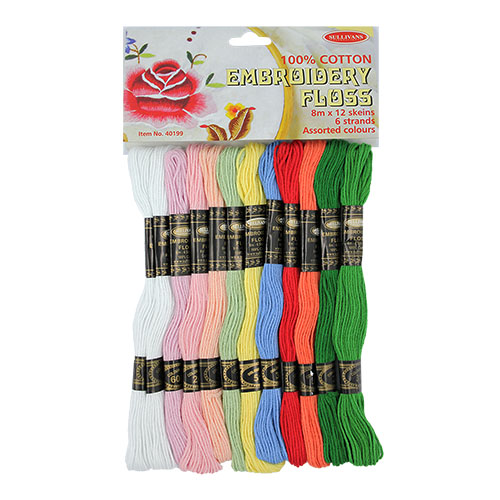 40199 Sullivand Cotton Embroidery Floss Pack - 12pc - Assorted 