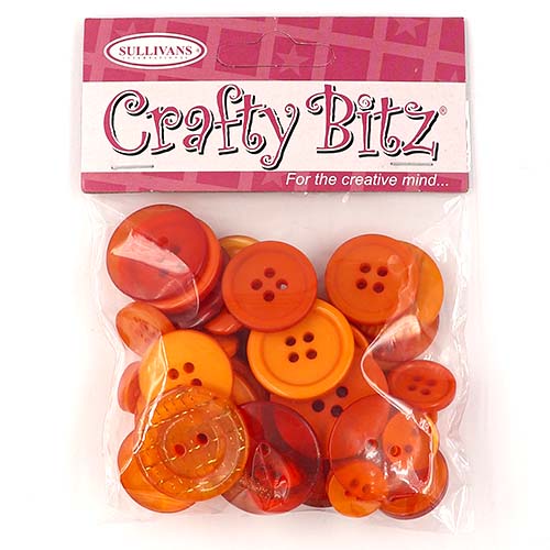 45450 Asst Craft Buttons 25g Orange
