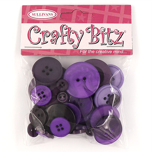 45451 Asst Craft Buttons 25g Purple
