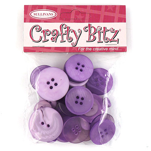 45452 Asst Craft Buttons 25g Lilac