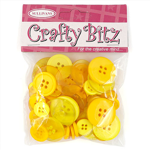45453 Asst Craft Buttons 25g Yellow