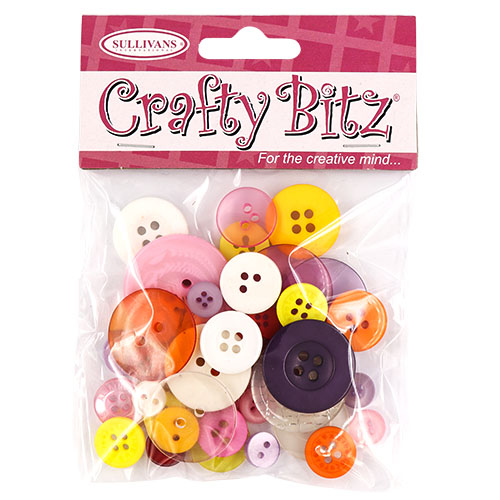45454 Asst Craft Buttons 25g Multi