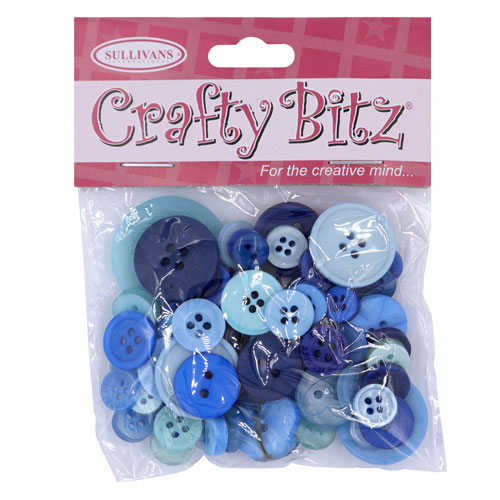 45483 Crafty Bitz 25g Assorted Craft Buttons - Dark Blue
