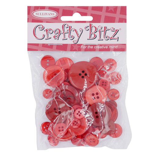 45486 Crafty Bitz 25g Assorted Craft Buttons - Red