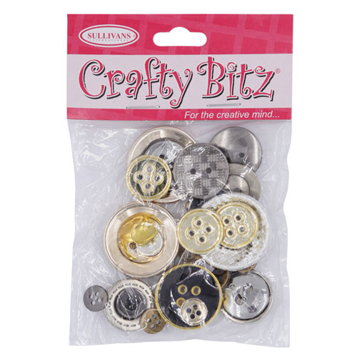 45488 Crafty Bitz 25g Assorted Craft Buttons - Metallic 