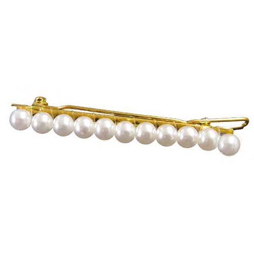 46353 Hair Barrette 6cm Pearls Gold