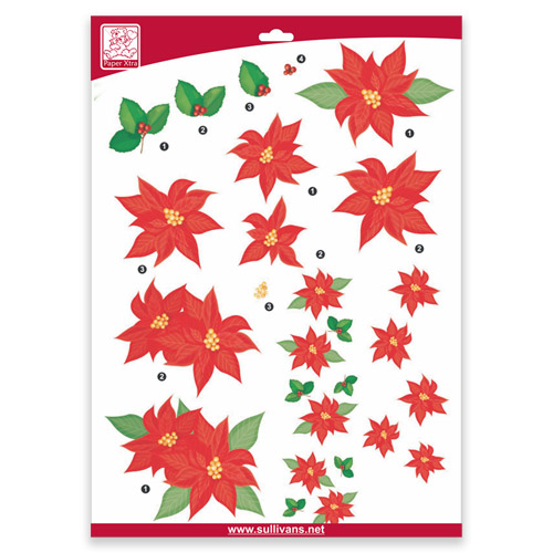 46368 Decoupage Sheet Poinsettia