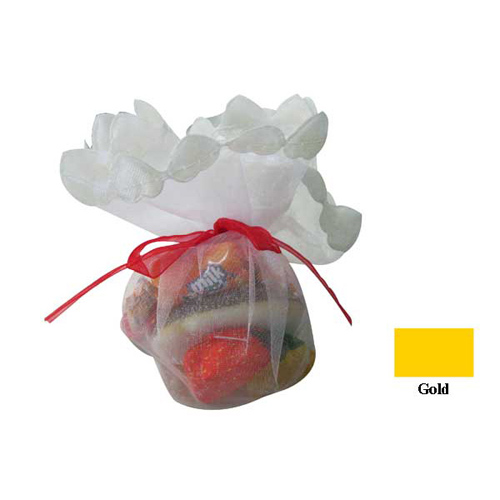 46437 Bomboniere Organza 24cm Goldwith Heart Edge