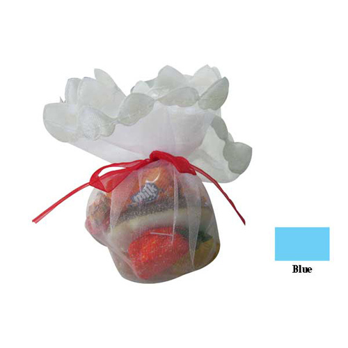 46438 Bomboniere Organza 24cm Blue With Heart Edge