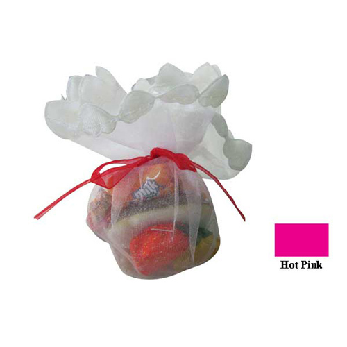 46439 Bomboniere Organza 24cm Hot Pink With Heart Edge
