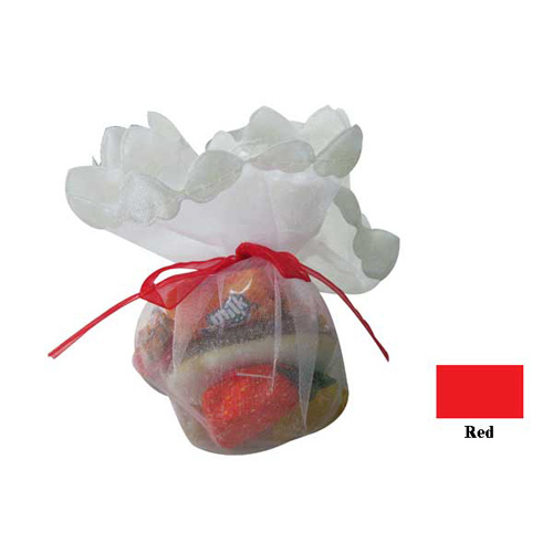 46440 Bomboniere Organza 24cm Red With Heart Edge