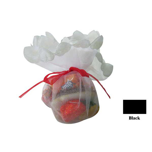 46441 Bomboniere Organza 24cm Black With Heart Edge