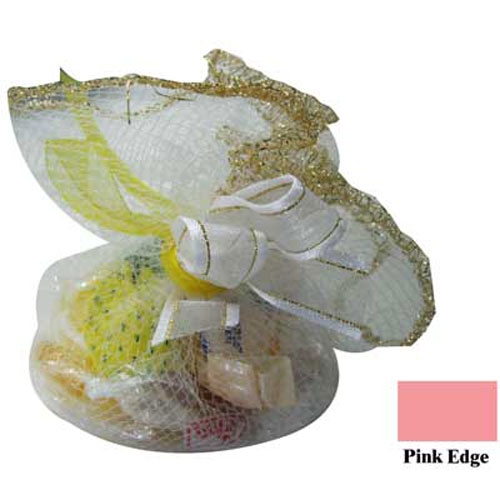 46445 Bomboniere Netting 23cm Pink Metallic Edge