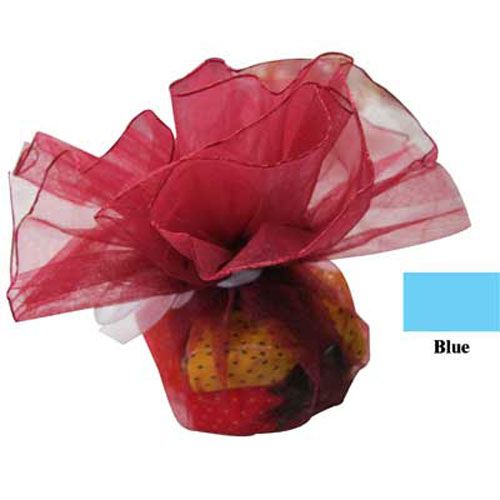 46449 Bomboniere Organza 24cm Blue Frilled Edge