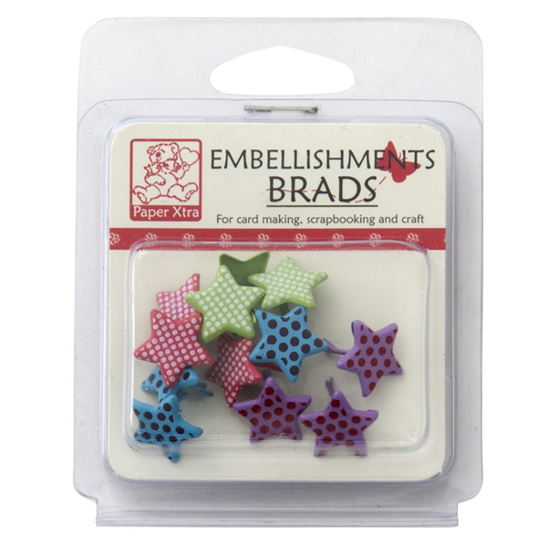 46741 Brads 14mm Star Printed