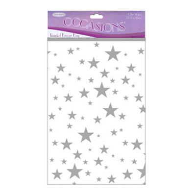 46917 Printed Favour Bag 22.5x15cm Stars Silver