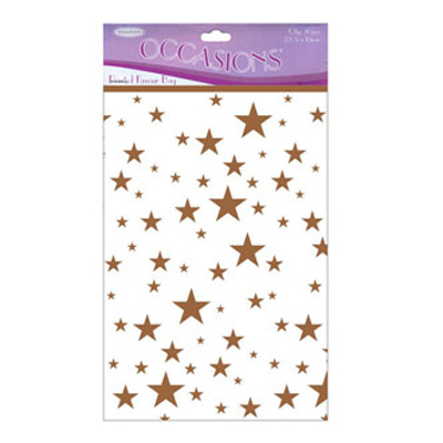 46918 Printed Favour Bag 22.5x15cm Stars Gold