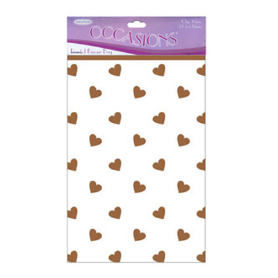 46921 Printed Favour Bag 22.5x15cm Hearts Gold