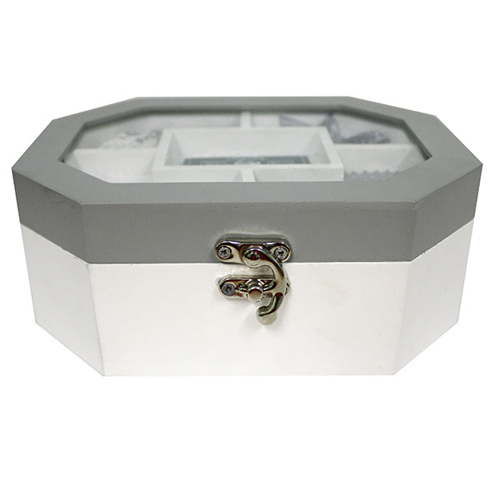 46992 Sewing Box 20x15x8cm Wood Grey White