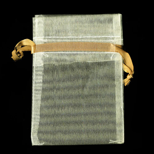 47160 Organza Bag 11x7.5cm Ivory Gold