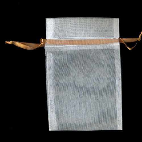 47166 Organza Bag 16x11cm White Gold