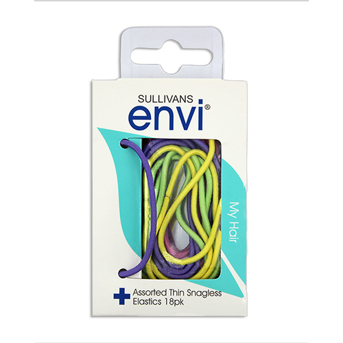 47739 Envi Snagless Hair Elastics - 18pk - Assorted