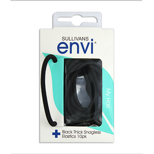 47744 Envi Thick Snagless Hair Elastics - 10pk - Black