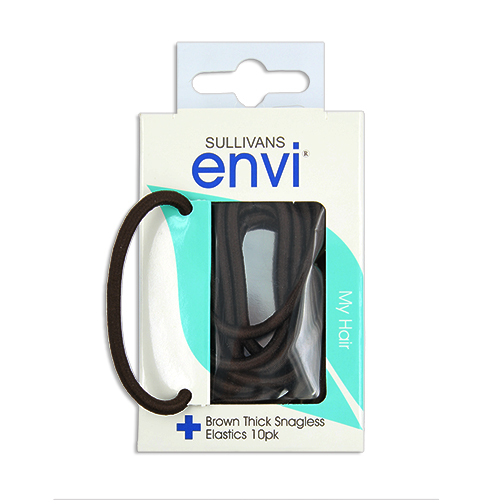 47745 Envi Thick Snagless Hair Elastics - 10pk - Brown