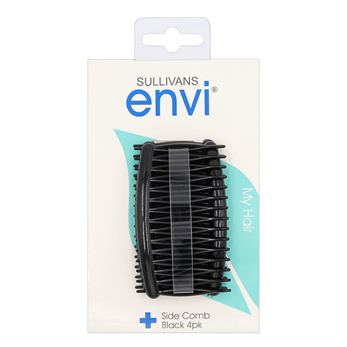 47763 Envi Hair Side Combs - 4pk - Black